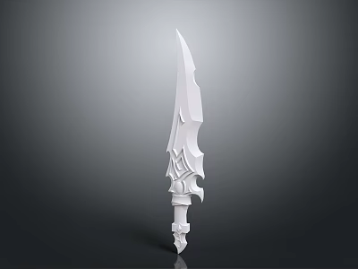White 3D Model Weapon With Sharp Blade And Intricate Hilt Design 3d model