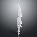 White 3D Model Weapon With Sharp Blade And Intricate Hilt Design