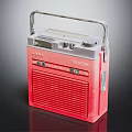 Vintage Red Telesonic Portable Radio With Carry Handle Speaker Grille And Control Buttons