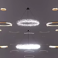 Modern Chandeliers Featuring Circular Metal Frames And Sparkling Crystal Elements 3d model