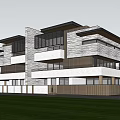 Modern Semi-detached Villa Exterior Design With Large Windows And Lush Green Surroundings