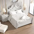 Elegant Classic Bedroom Interior With Carved Bed Frame Nightstands Table Lamps And Decorative Mirror