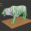 White Tiger Decorative Model Display On Wooden Base For Home Decor Purpose 3d model