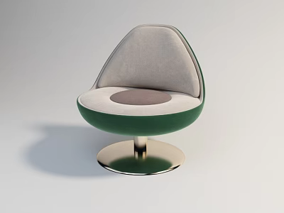 Modern Accent Chair With Green Upholstery Light Gray Cushion And Round Metal Base 3d model
