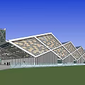 Modern Urban Architecture Complex With Glass Roof Open Plaza Pedestrians And Blue Sky