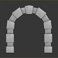 Stacked Stone Block Arch Structure With Gray Background And Reflection 3d model