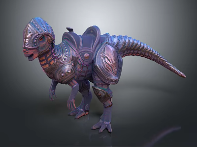 Detailed Armored Mechanical Dinosaur Character With Ornate Futuristic 3D Design 3d model