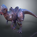 Detailed Armored Mechanical Dinosaur Character With Ornate Futuristic 3D Design
