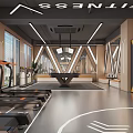 Modern Gym Interior Design With Treadmills Fitness Equipment Contemporary Lighting And Spacious Layout