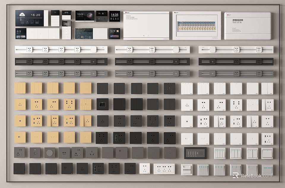 Modern Switch Panels In Various Colors And Styles For Home Decoration 3d model 