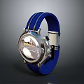 Stylish Watch With Blue Fabric Strap And Silver Reflective Dial For Daily Use