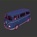 Blue Vintage Volkswagen Bus Featuring Classic Exterior Design And Retro Style Look