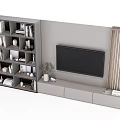 Modern minimalist TV cabinet open grid bookcase TV background wall 3d model