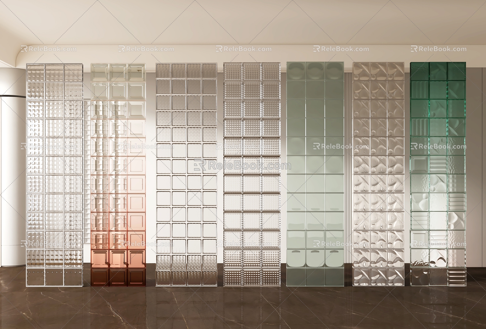 Partition wall glass brick partition glass brick gradient glass 3d model