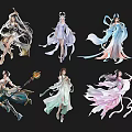 Game and Movie Characters in Diverse Ancient Costume with Elegant Flowing Robes and Mythical Styles