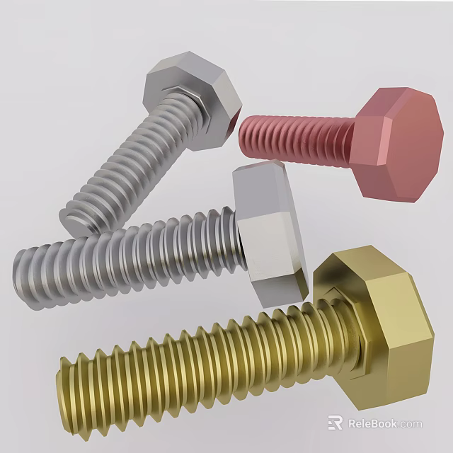 Stainless Steel Hex Bolts In Silver Gold Pink For Home Assembly And Repair 3d model 