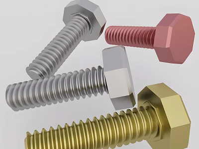 Stainless Steel Hex Bolts In Silver Gold Pink For Home Assembly And Repair 3d model