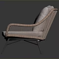 Modern Woven Sofa With Three Light Colored Cushions And Metal Legs