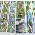 Park Landscape Design Plans Featuring Winding Paths Green Areas Water Bodies and Various Layouts