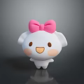 Adorable White Cartoon Character With Pink Bow Round Face And Blush Cheeks