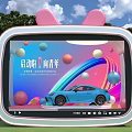 Vibrant Specialty Store Featuring Pink Ear Display Blue Sports Car And Rainbow For Xiaoxiao Festival