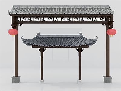 Chinese-style eaves building components 3d model