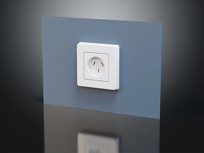 Sleek White Switch Panel Mounted on Blue Wall With Modern Design 3d model