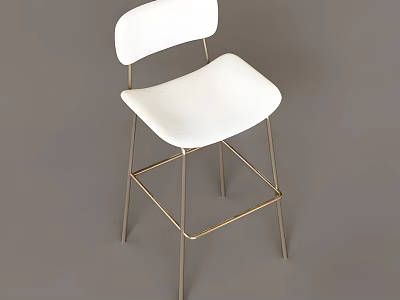 White Leisure Chair with Gold Metal Frame and Modern Minimalist Padded Seat Backrest 3d model