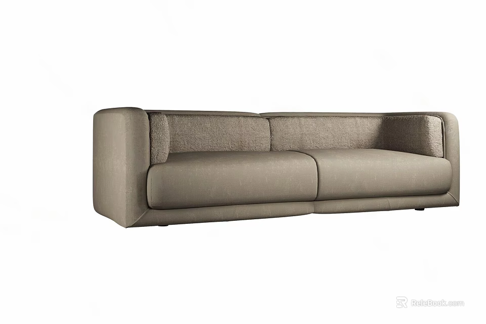 Modern Two Seater Fabric Sofa With Sleek Lines And Square Armrests 3d model