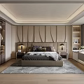 Modern Bedroom Interior Design With Large Bed Nightstands Cabinets Soft Rug And Wall Paneling