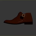 Brown Leather Ankle Boots With Buckle Strap And Classic Smooth Upper