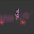 Playful Pink Yarn Spool Toy Car Design With Red Wheels And Cute Knit Character