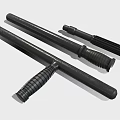 Black Long Handle Tools With Textured Grips And Various Sizes 3d model