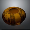 Traditional Orange Handcrafted Pottery with Intricate Black Patterns and Round Opening