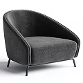 Modern Minimalist Upholstered Single Sofa With Brown Fabric Curved Armrests And Metal Legs