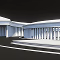 Green Plants Around Classical White Building With Dome Columns And Circular Driveway