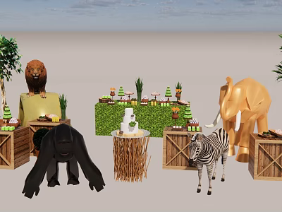 Hunting Animals Landscape Plants 3d model Hunting Animals Landscape Plants 3d model