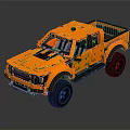Orange Lego Pickup Truck Brick Built With Off Road Style And Large Tires