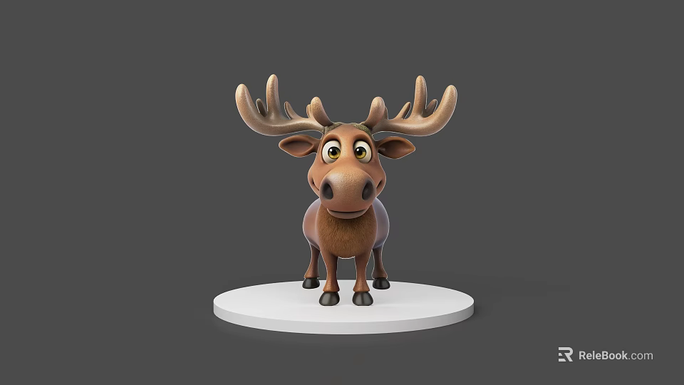 Cartoon Style Reptile 3D Model Standing On White Circular Base With Grey Background 3d model 