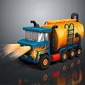 Colorful Toy Oil Tanker Truck With Blue Yellow Flame Decals Ladder Exhaust Pipes Smoke Effect