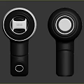 Two Black Portable Wireless Earbuds With White Trim And Circular Speakers 3d model