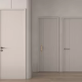 Three Light Gray Modern Hinged Doors With Minimalist Design And Brass Handles