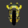 Yellow Modern Motorcycle With Sleek Design And Black Wheels Reflective Surface