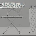 Open And Folded Ironing Boards With Metal Stand And Decorative Cover Design