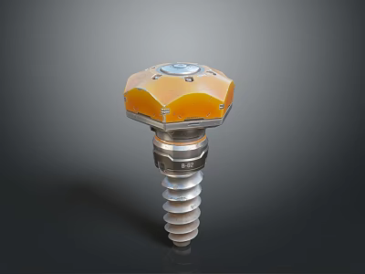 Industrial Hexagonal Head Screw With Orange Top And Metal Threaded Shank 3d model