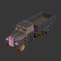Vintage Old Truck With Wooden Cargo Bed And Classic Front Design And Wheels Details