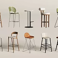 Various Modern Bar Stools With Different Designs And Stylish Frame Structures 3d model