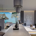 Modern Hotel Room Interior With Mountain View Bathtub Fireplace And Seating Area
