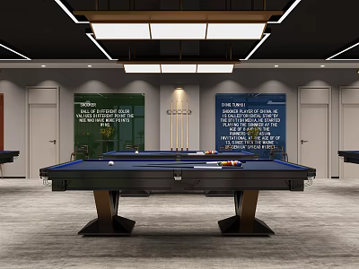 Modern Billiard Room Interior With Pool Table And Decorative Walls 3d model