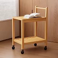 Modern Wooden Side Table with Wheels and Open Book on Top in Living Room
